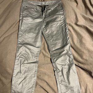 Metallic Silver Gap 1969 Skinny Jeans Size 28/6